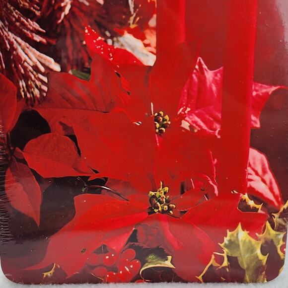 Vintage Christmas 18 Postcard Sealed Holiday Greetings RED Poinsettias Candles - Picture 3 of 4
